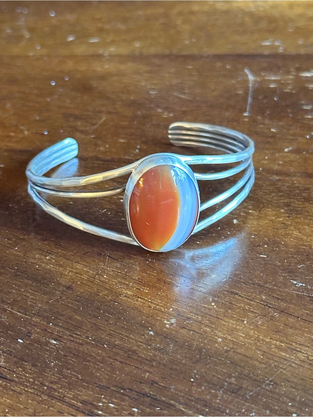 STUNNING sterling silver and carnelian stone cuff.